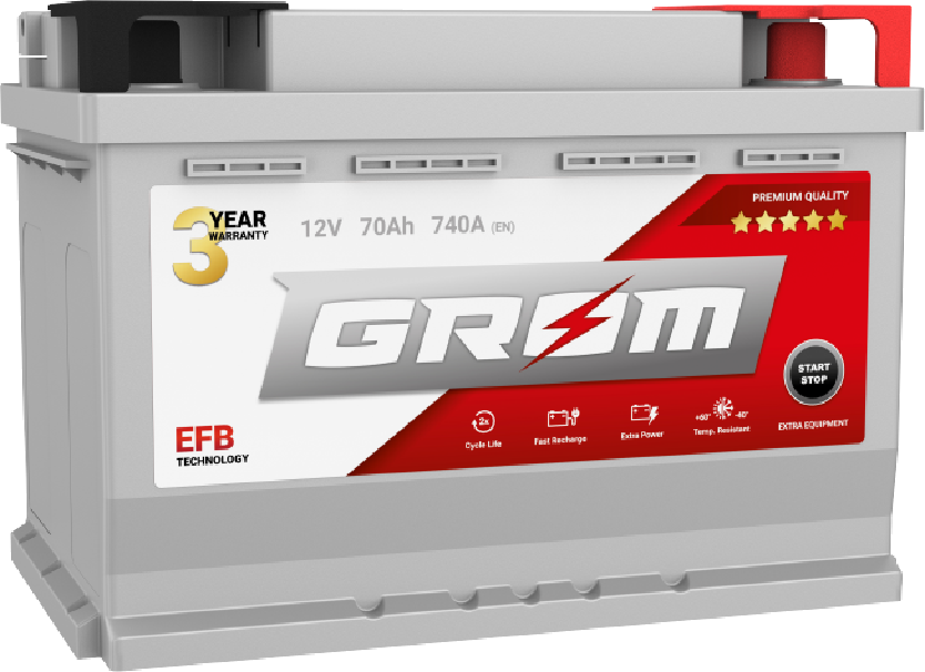 70Ah GROM EFB 740A L3 R+